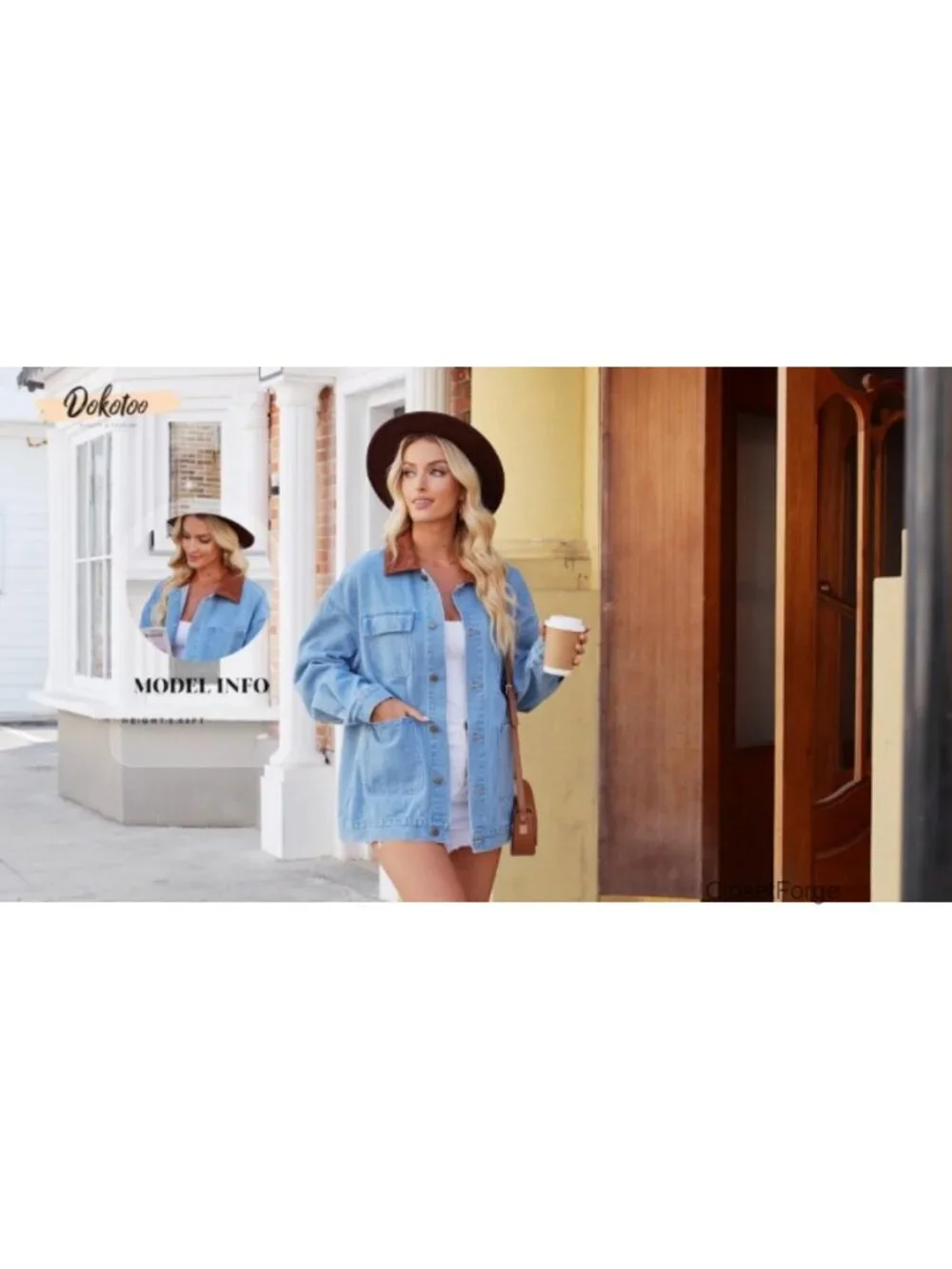 Denim Jacket Corduroy Collar Barn Jacket Oversized Long Sleeve Button Up